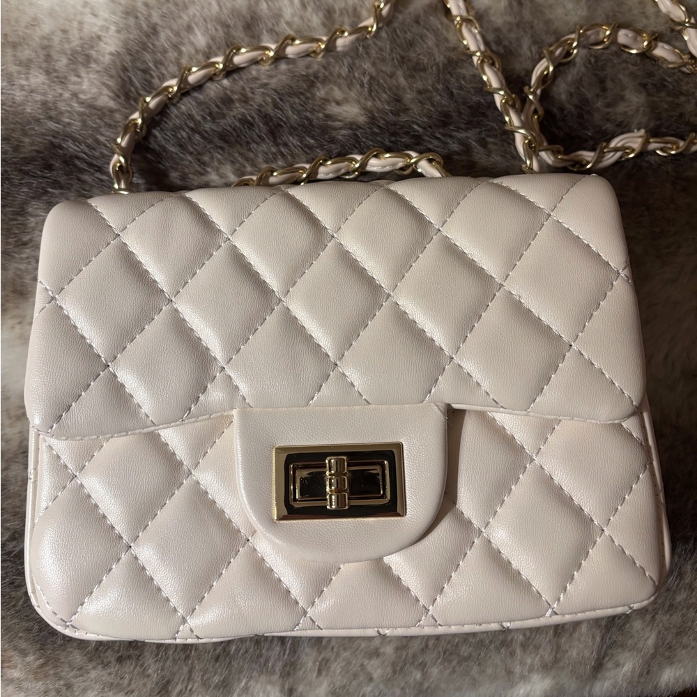Vegan leather quilted mini bag
